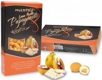 07.Love Fruits Papayanette - Cubetto di papaya disidradata avvolto da uno strato di cioccolato bianco, ricoperto da un sottilissimo strato di zucchero.(scatola da 1 kg)